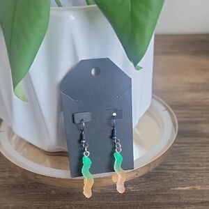 Green and Orange Dangle Earrings
